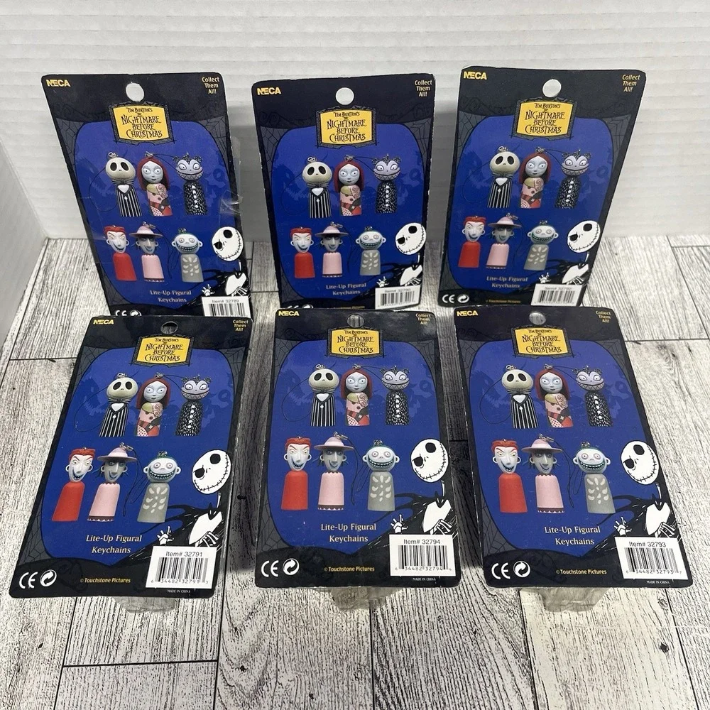 NECA Nightmare Before Christmas Complete 6 piece Light Up Keychain Set!